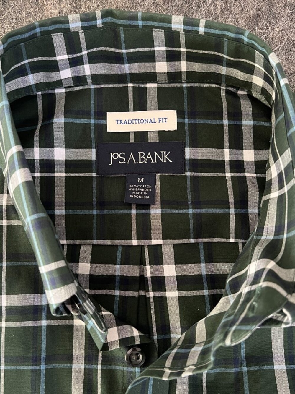 Jos. A. Bank Mens Medium Traditional Fit Green Plaid Check Long Sleeve Shirt - Picture 3 of 3